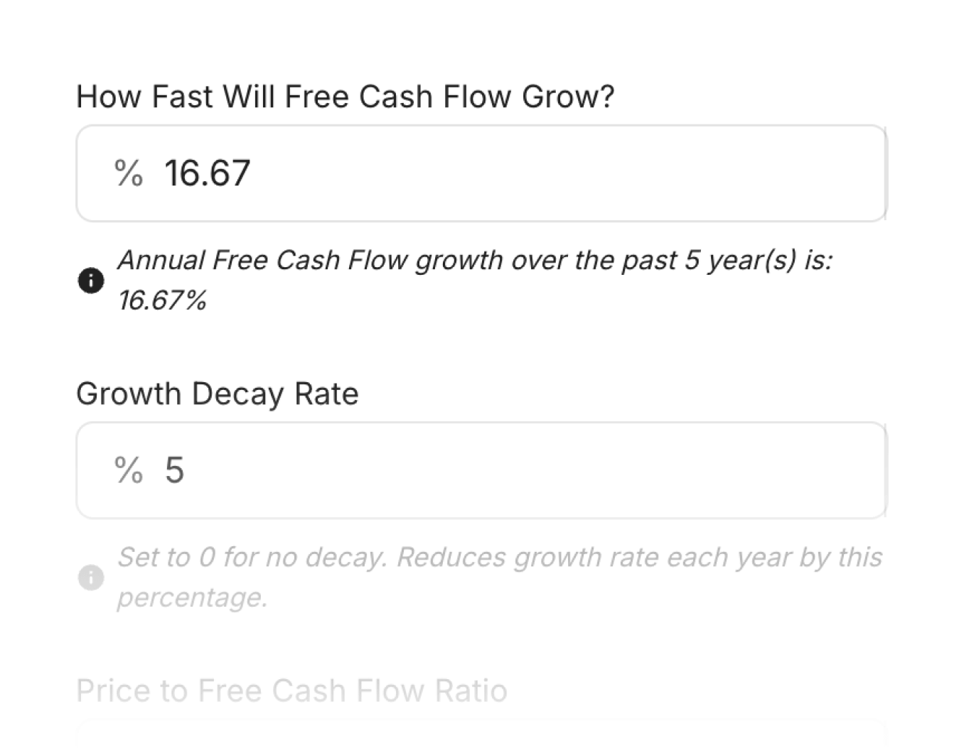 Fully Adjustable DCF Inputs