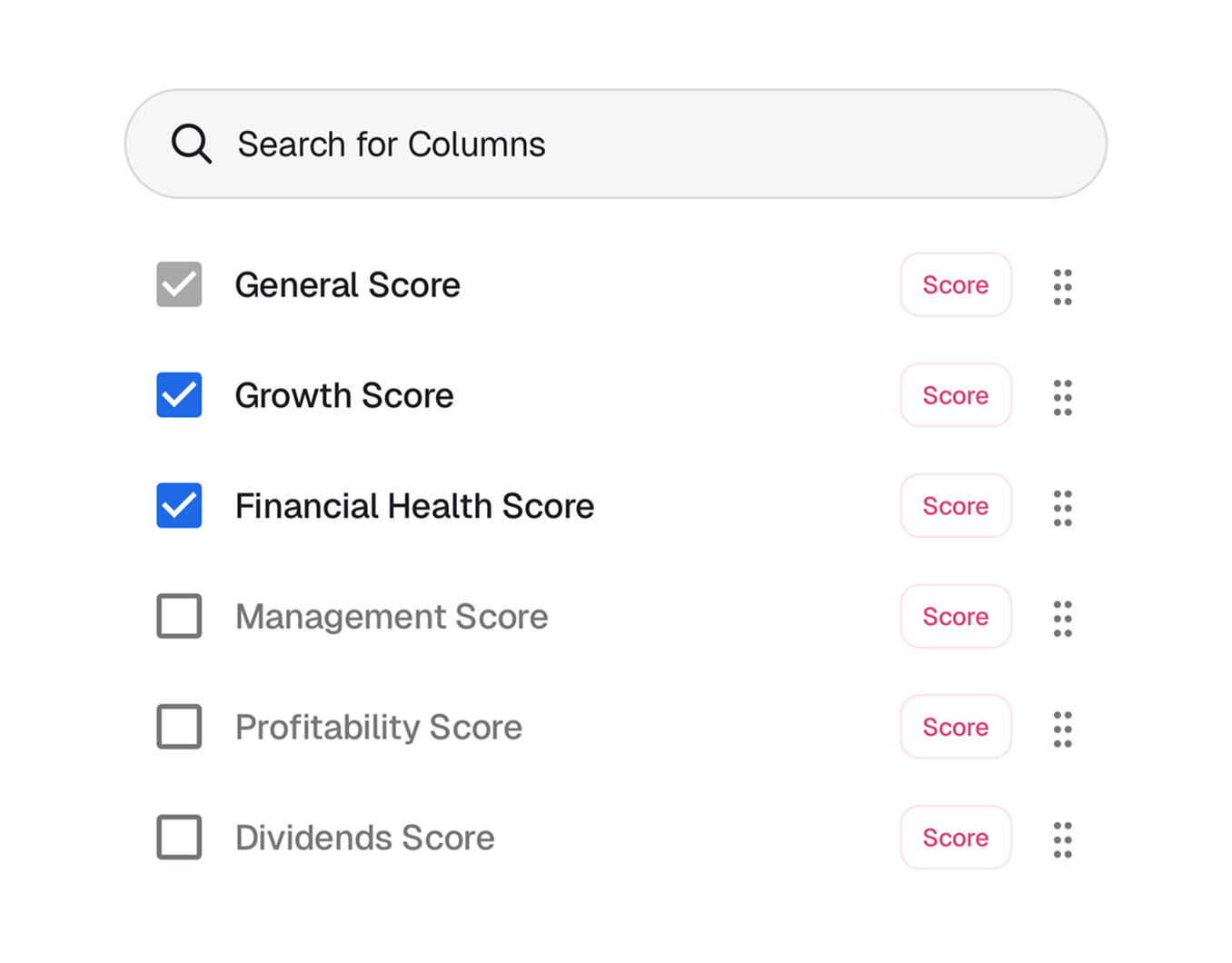 Screener Results Table