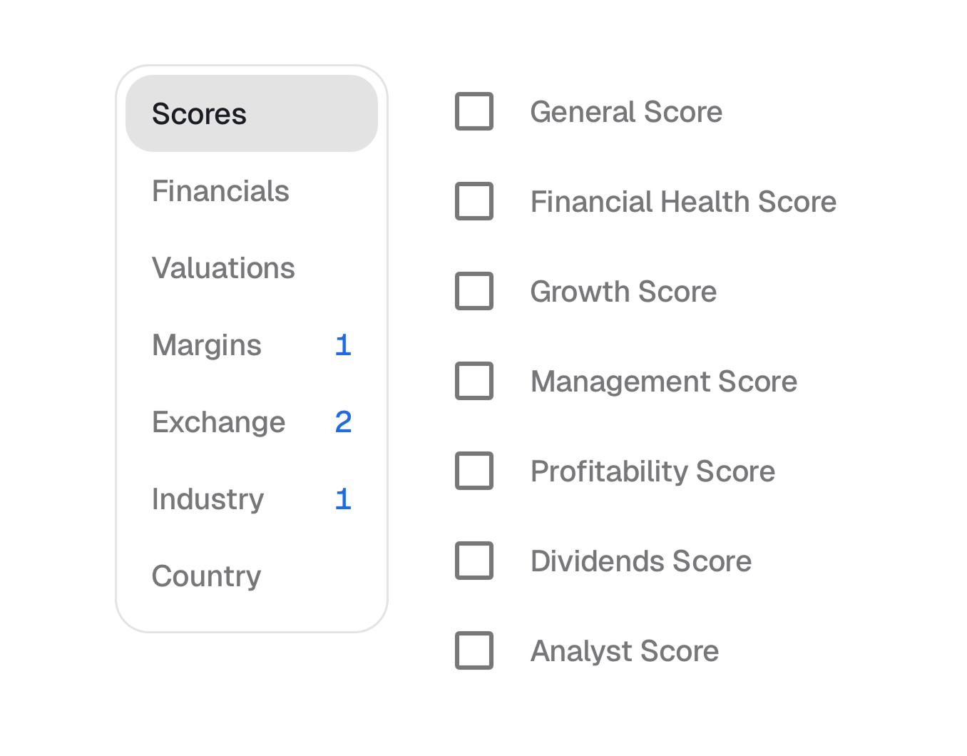 Visual Filters Interface